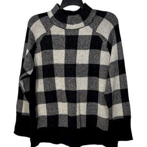 Inner Circle Sweater Black/White Buffalo Plaid Mockneck Tunic in Size 3X‎  NWT